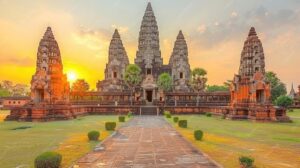 Ayutthaya temple ruins sunset golden ancient capital — Thailand history 20