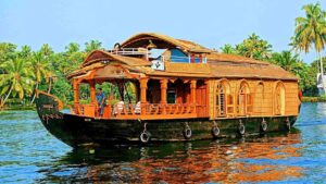 Budget traveller houseboat smiling