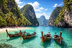 Turquoise water longtail boat Krabi